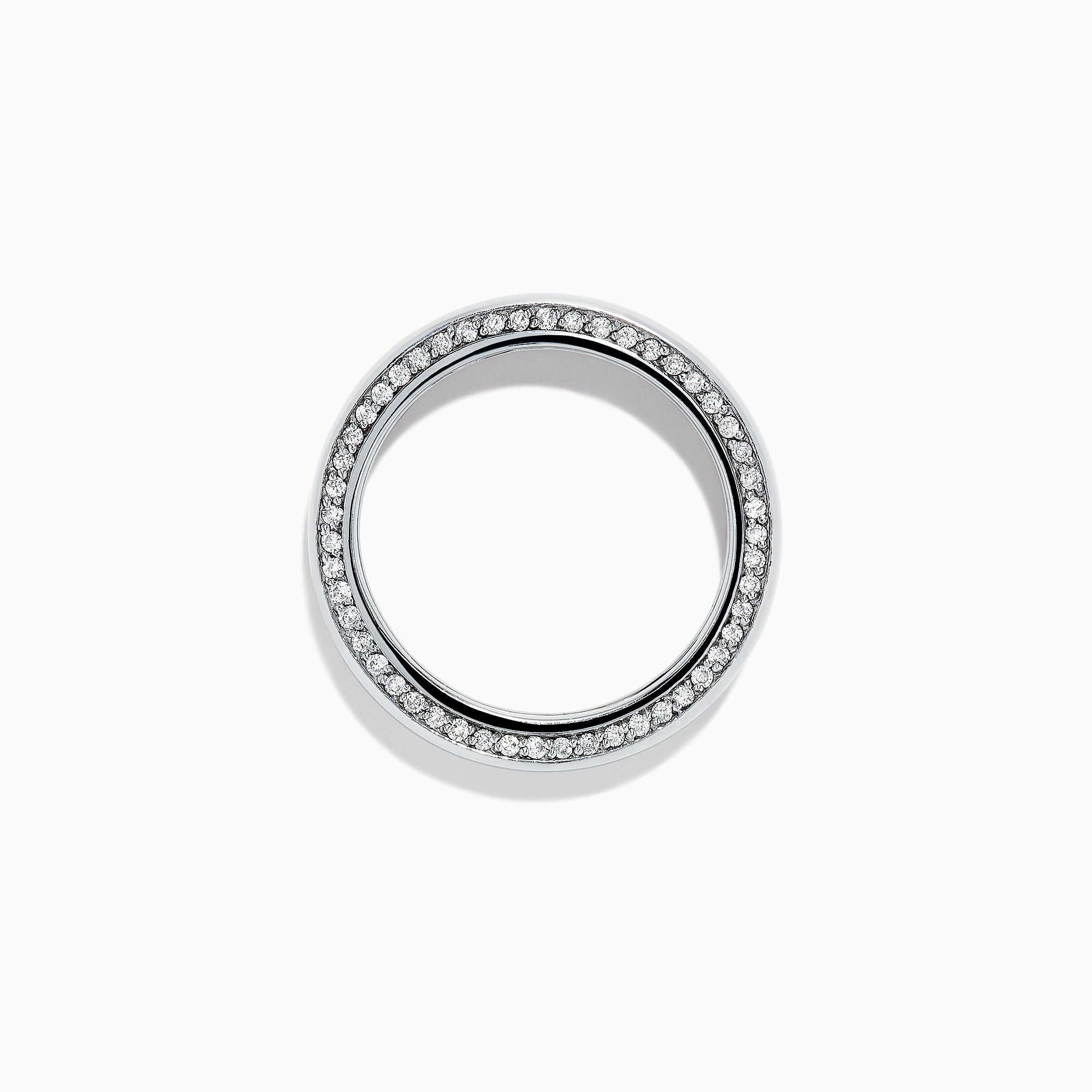 Mens 14K White Gold Diamond Ring, 0.74 TCW, features a wide band with a polished finish and smooth design, displayed on a plain white background.