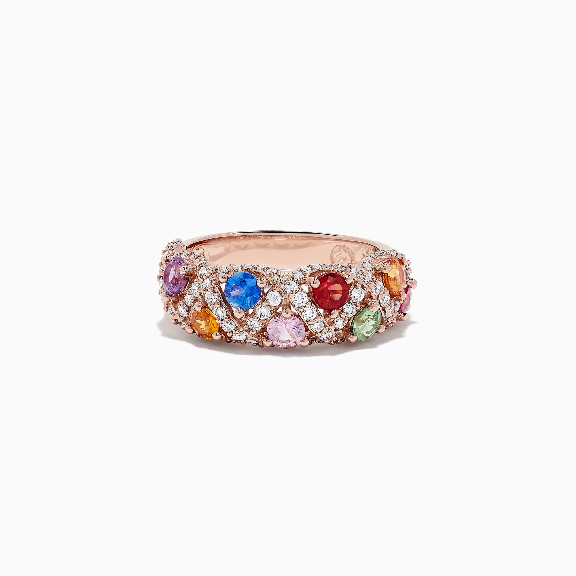 Effy Watercolors 14K Rose Gold Multi Sapphire and Diamond Ring, 2.06 TCW