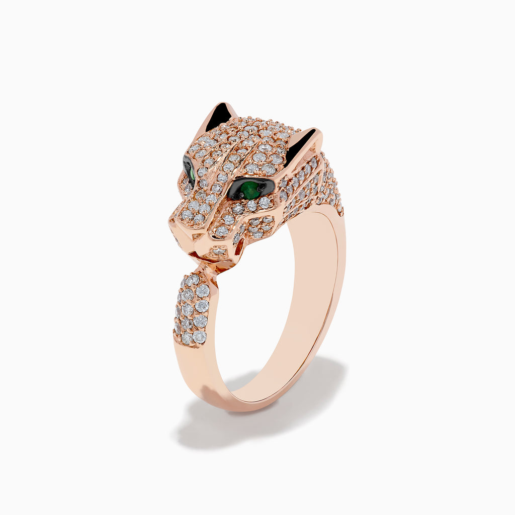 Effy Signature 14K Rose Gold Emerald and Diamond Panther Ring