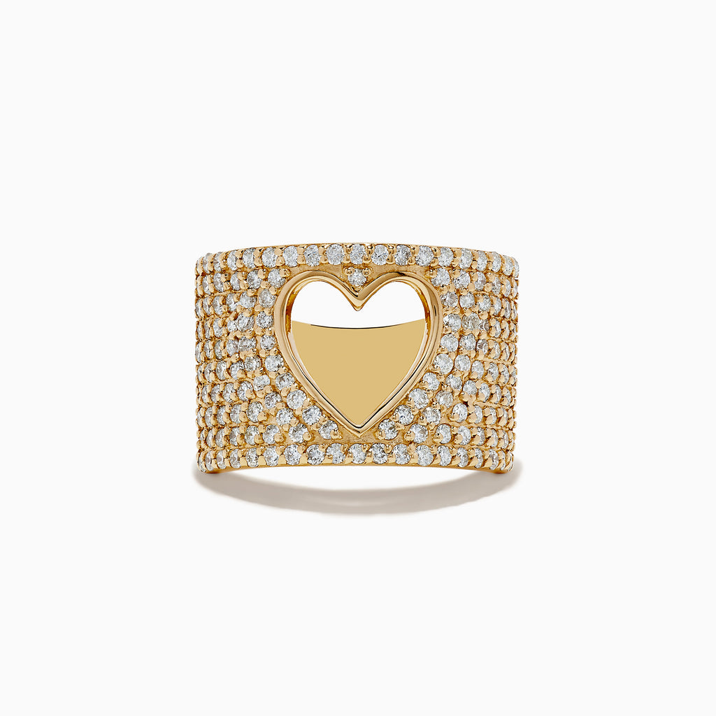 Effy D'oro 14K Yellow Gold Diamond Open-Heart Ring