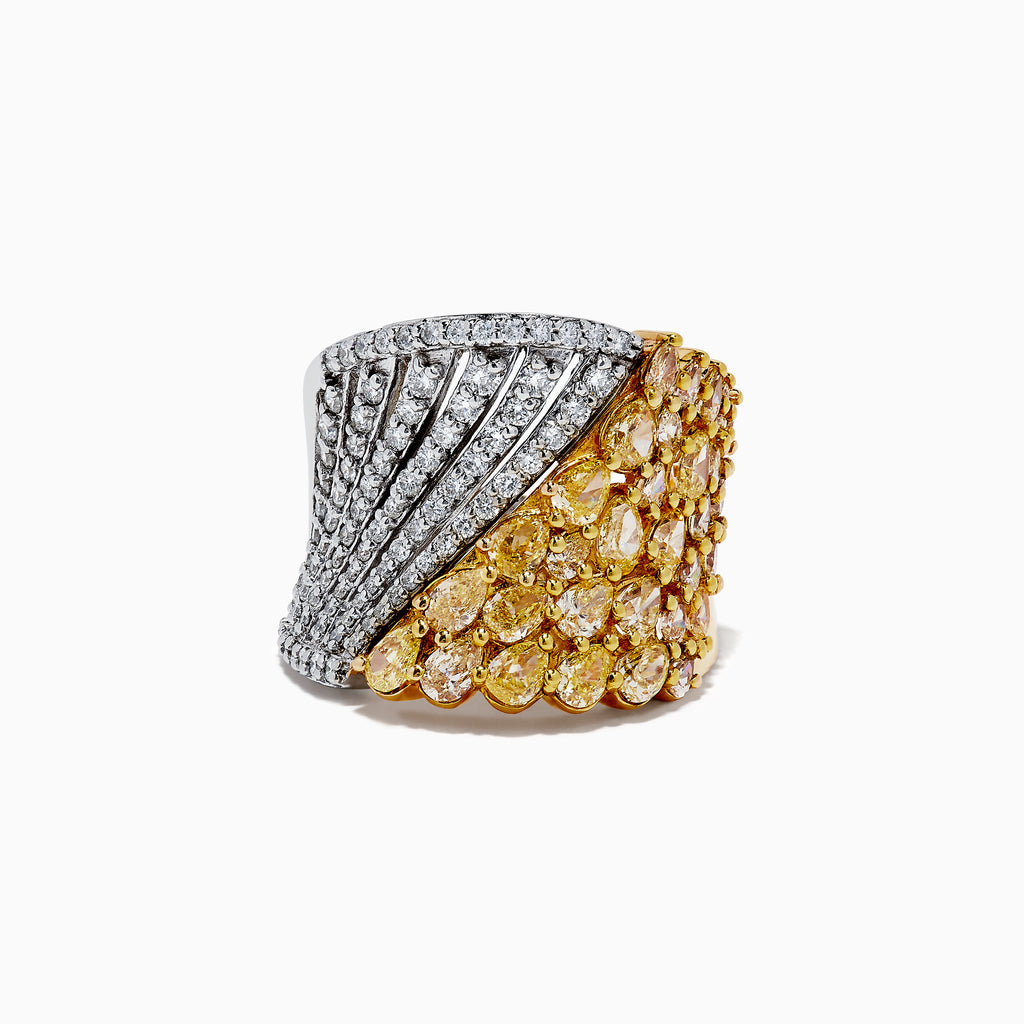 Effy 14K Two-Tone Gold Yellow and White Diamond Ring