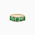 The 14K Yellow Gold Emerald and Diamond Band, 1.53 TCW, features five rectangular green emeralds and four round white diamonds set in an alternating pattern across the band.