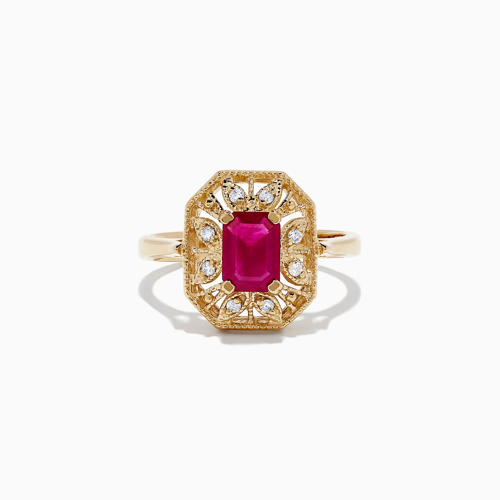 Effy 14K Yellow Gold Ruby and Diamond Ring, 1.13 TCW