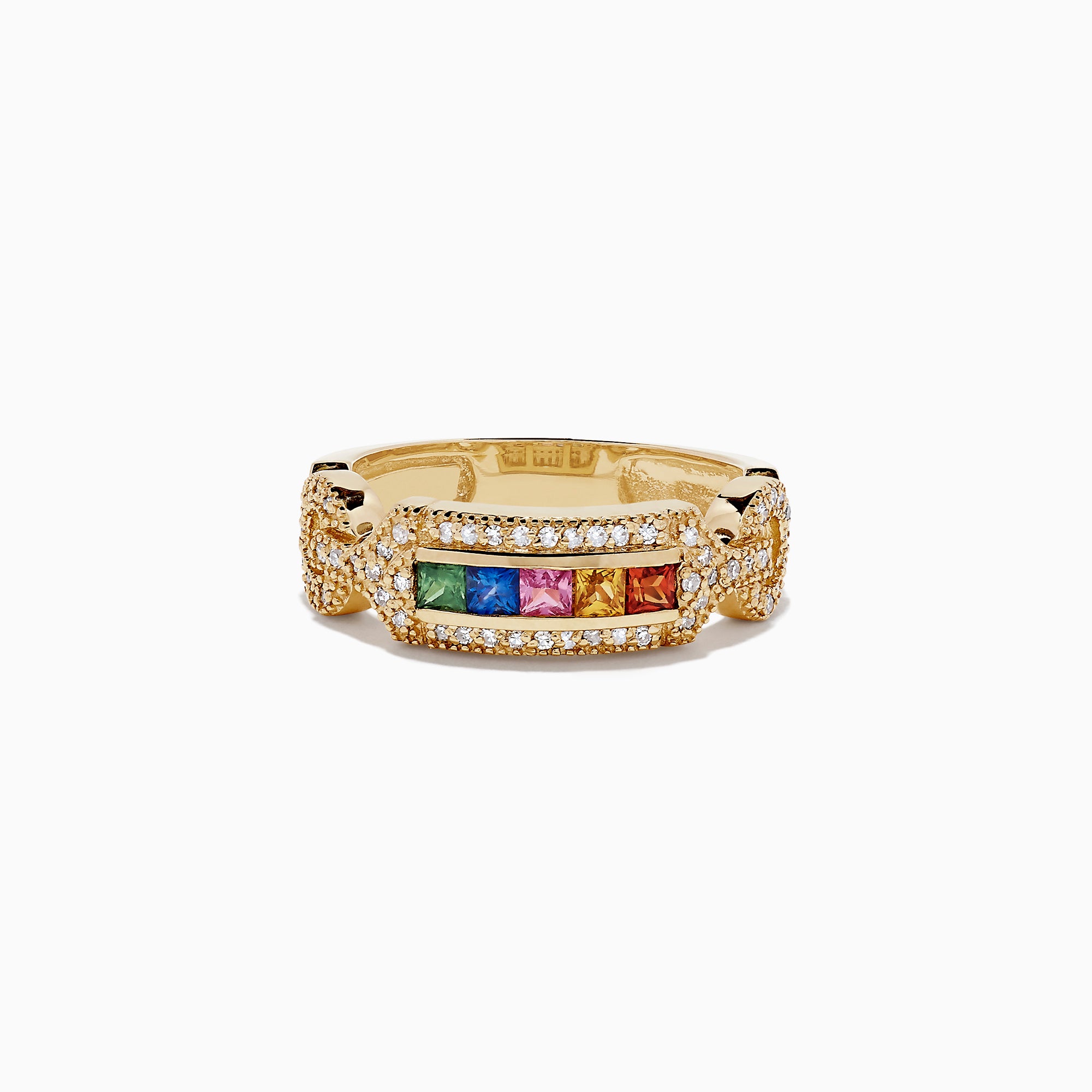 Effy 14K Yellow Gold Multi Sapphire and Diamond Ring, 1.19 TCW