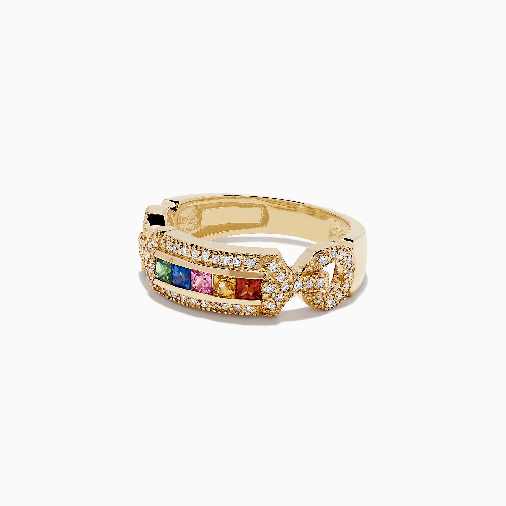 Effy 14K Yellow Gold Multi Sapphire and Diamond Ring, 1.19 TCW