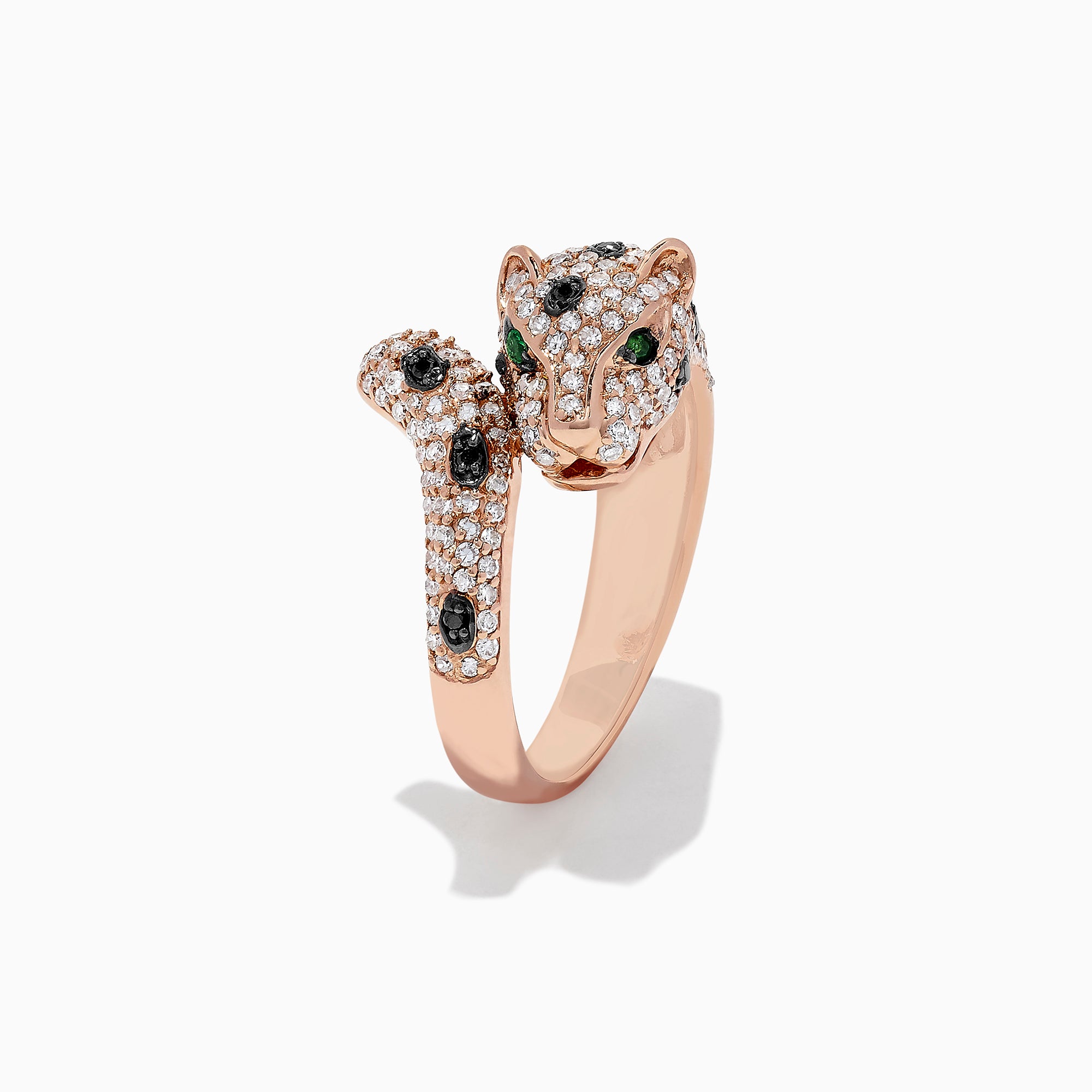Effy Signature 14K Rose Gold Diamond & Emerald Panther Ring, 0.95 TCW