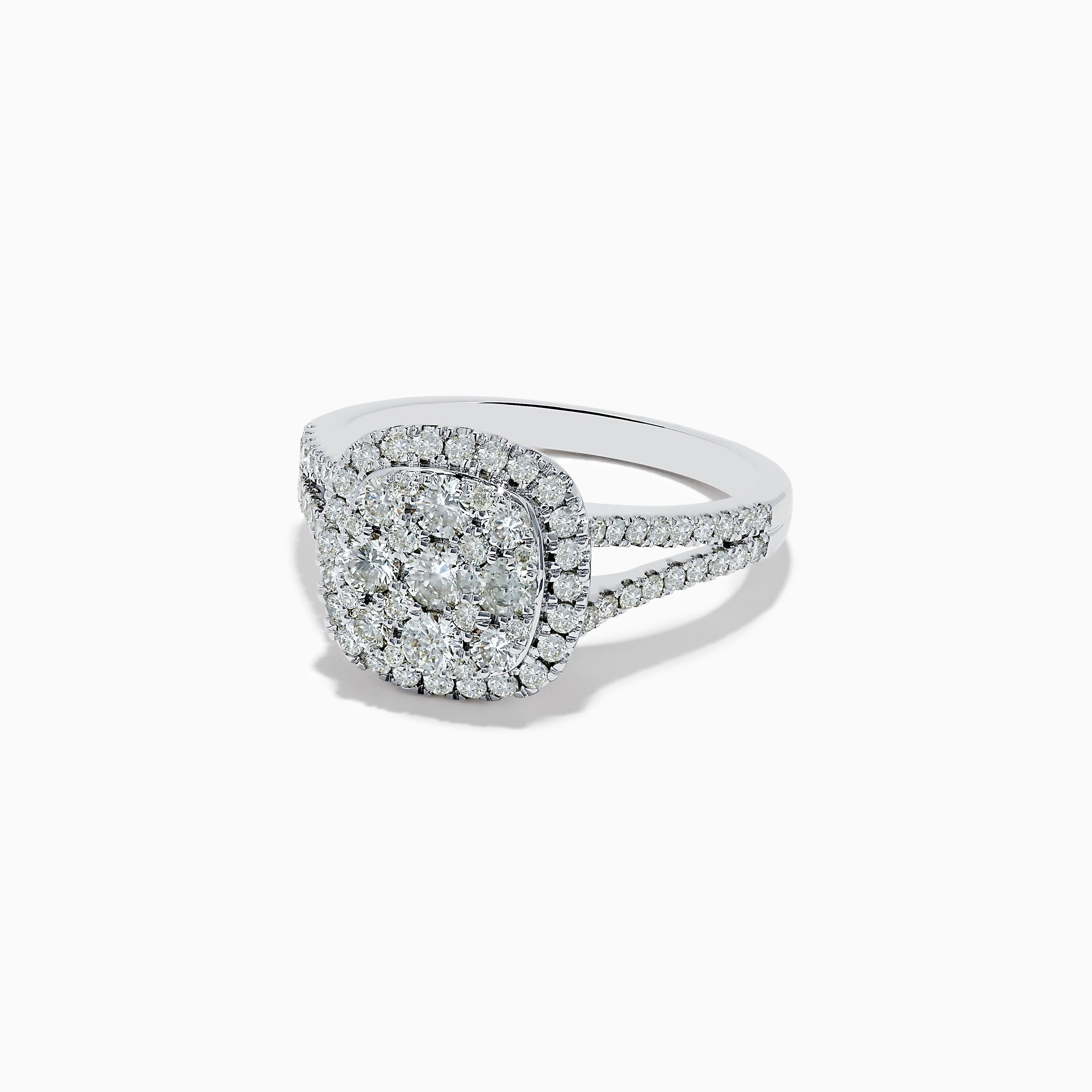 Pave Classica 14K White Gold Square Diamond Ring TCW