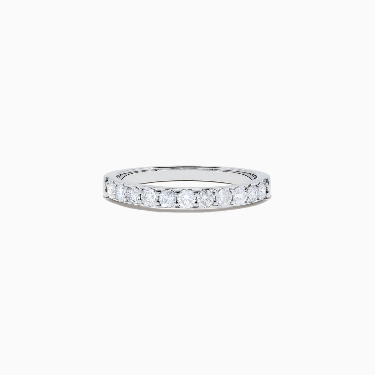 The Pave Classica 14K white gold prong set diamond band features 0.49 TCW of round-cut diamonds along the top half, shown against a plain white background.