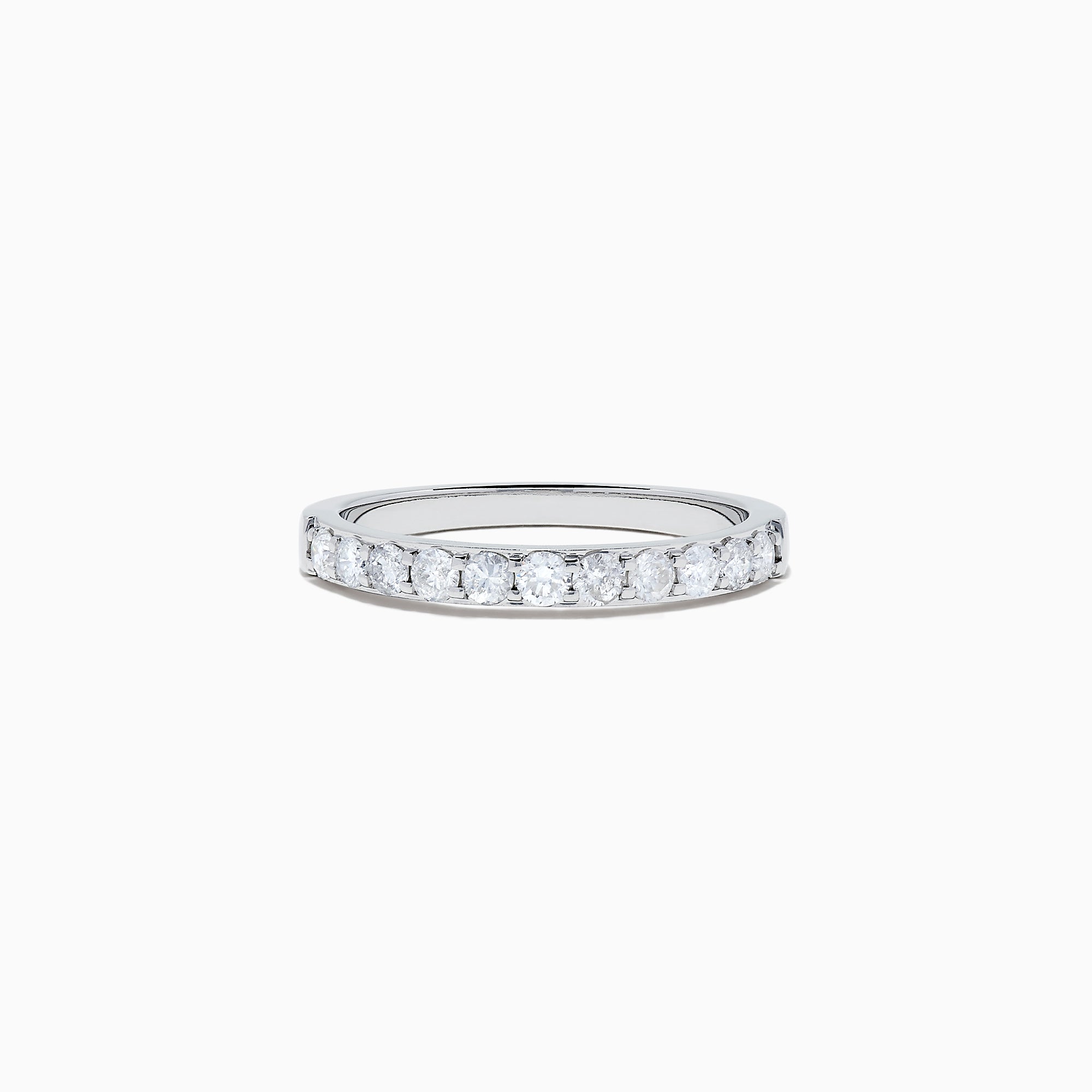 The Pave Classica 14K white gold prong set diamond band features 0.49 TCW of round-cut diamonds along the top half, shown against a plain white background.