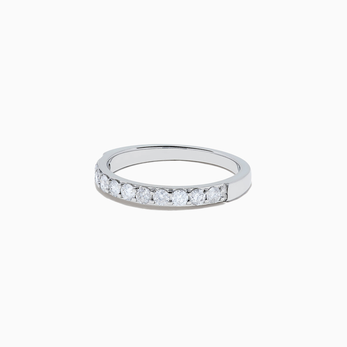 The Pave Classica 14K white gold prong set diamond band features 0.49 TCW of round-cut diamonds along the top half, shown against a plain white background.