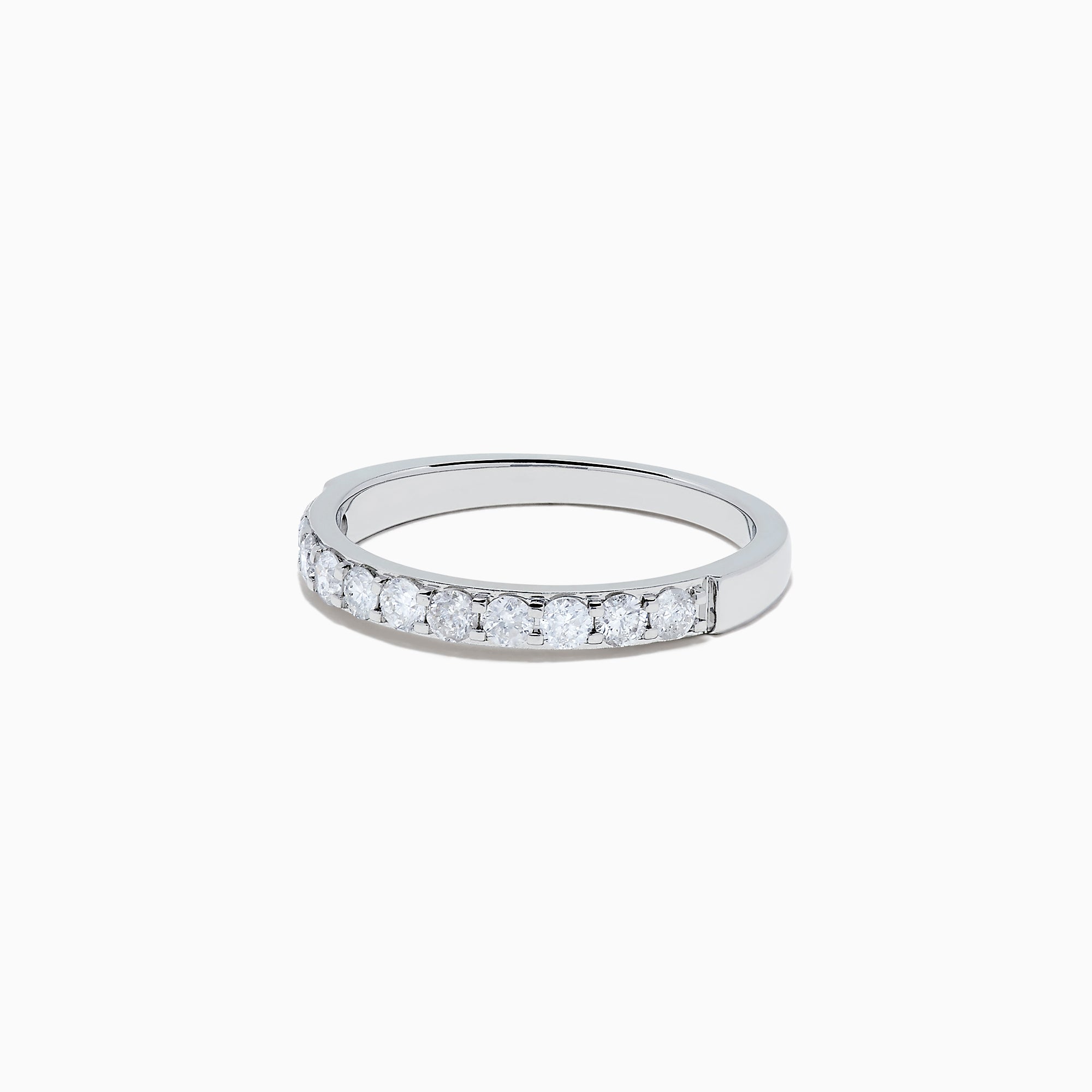The Pave Classica 14K white gold prong set diamond band features 0.49 TCW of round-cut diamonds along the top half, shown against a plain white background.