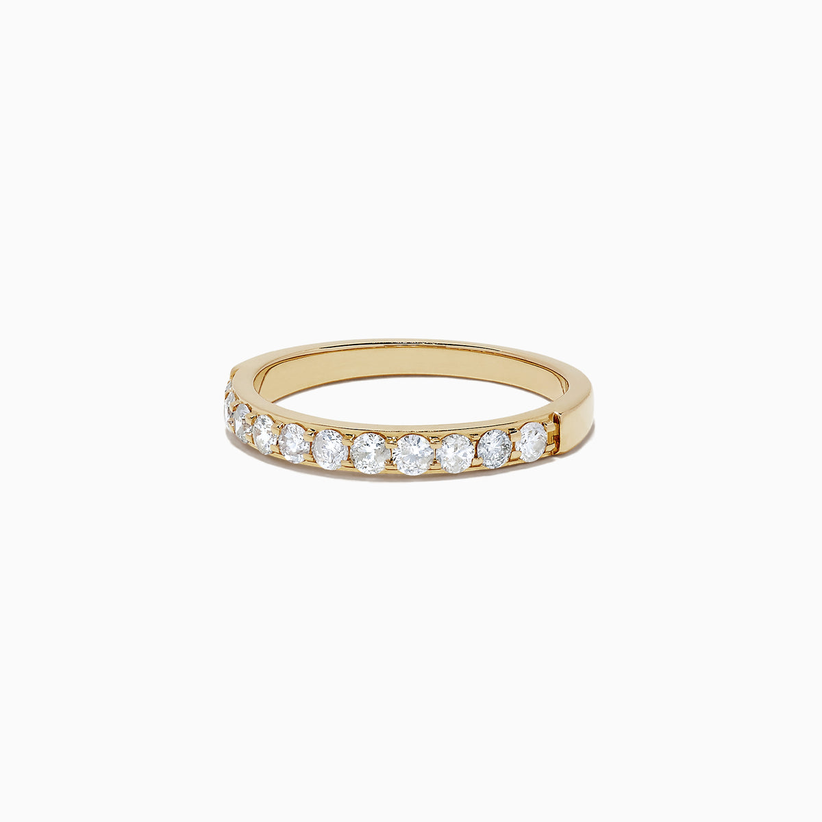 The Bridal 14K Yellow Gold Prong Set Diamond Band, 0.49 TCW, features a row of round white diamonds along the top half and is shown on a plain white background.