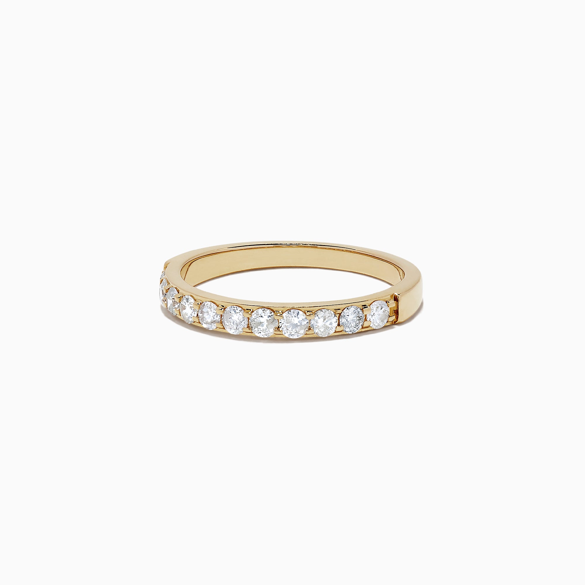 The Bridal 14K Yellow Gold Prong Set Diamond Band, 0.49 TCW, features a row of round white diamonds along the top half and is shown on a plain white background.