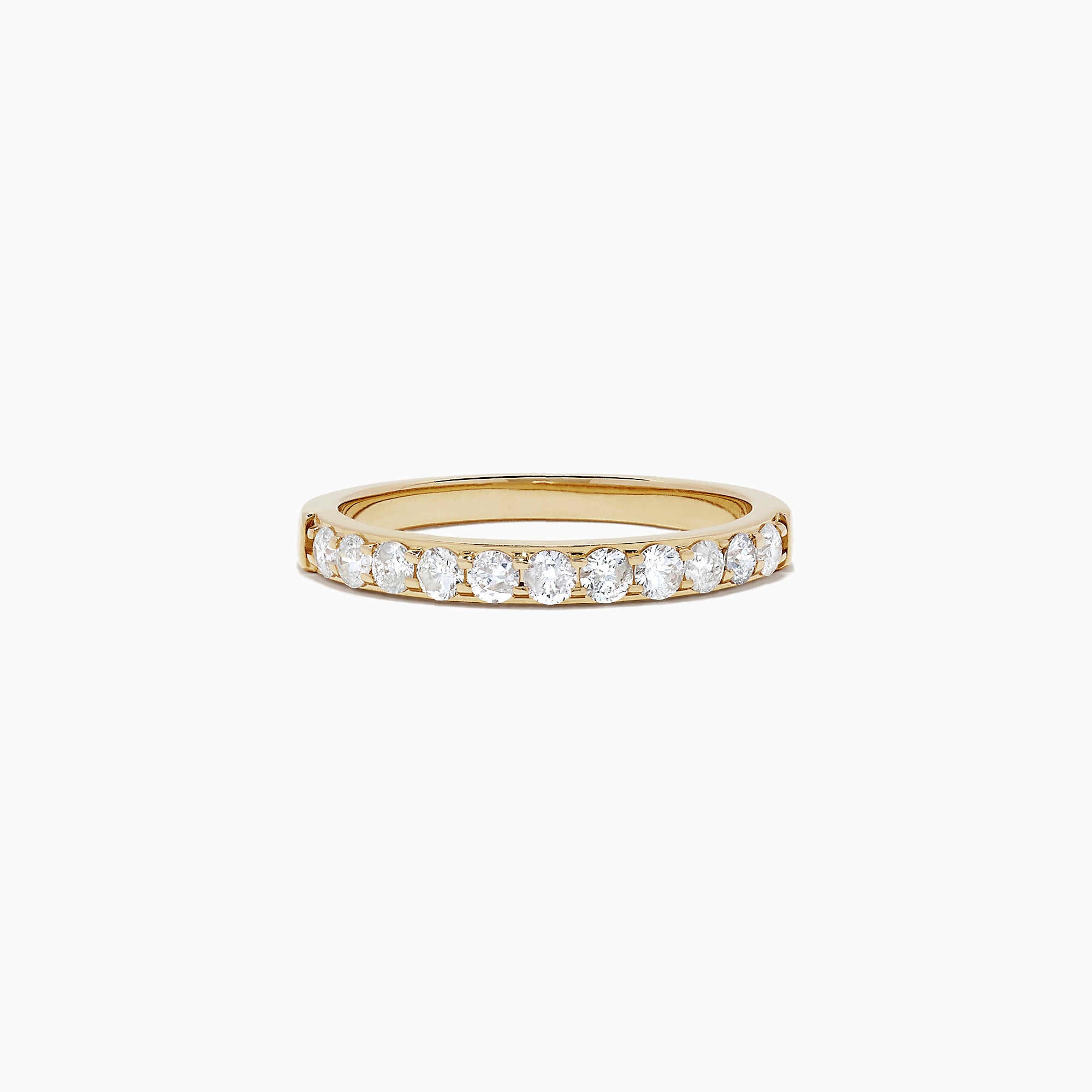 The Bridal 14K Yellow Gold Prong Set Diamond Band, 0.49 TCW, features a row of round white diamonds along the top half and is shown on a plain white background.
