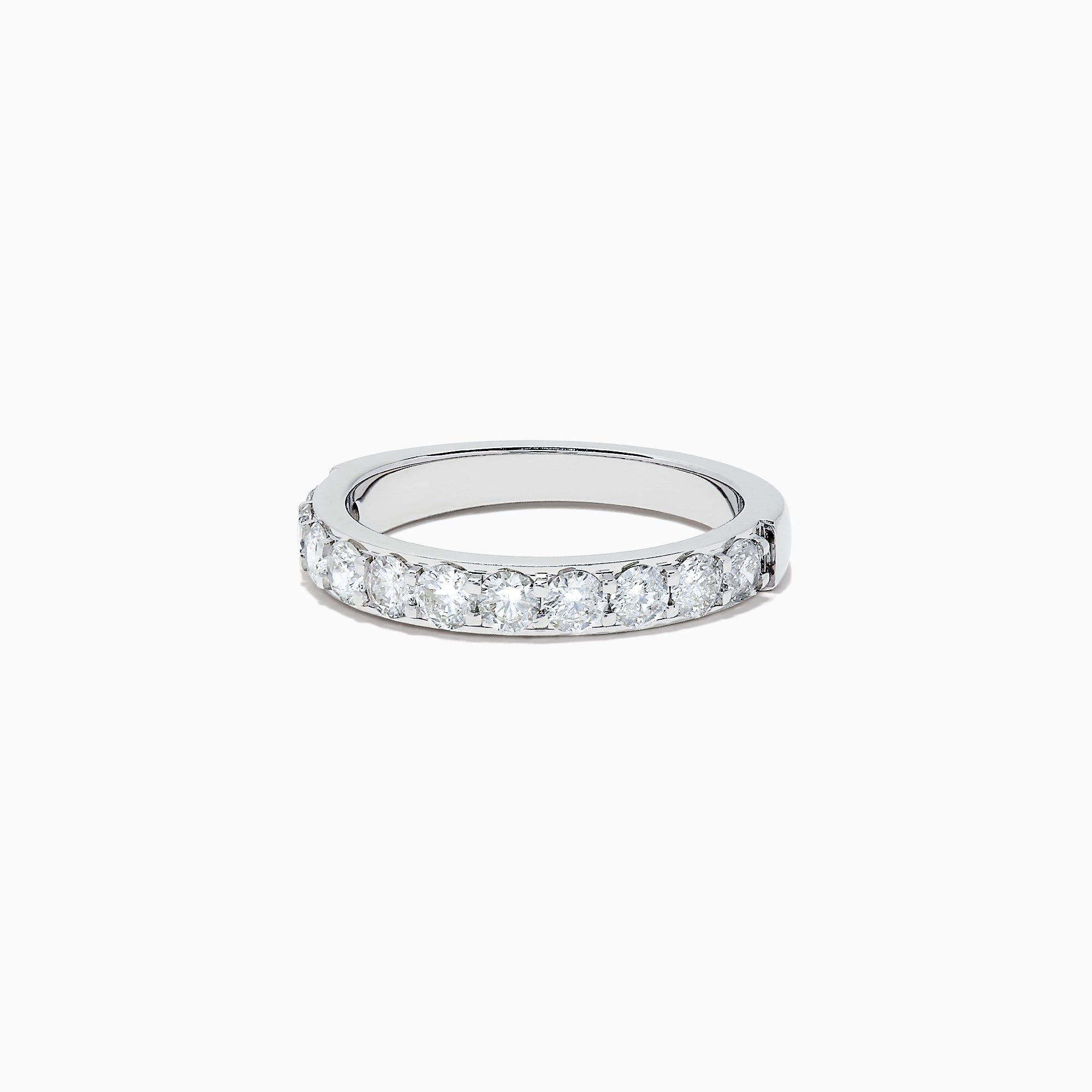 The Bridal 14K White Gold Prong Set Diamond Band, 0.98 TCW, features a continuous row of round diamonds along the top half, shown on a plain white background.