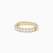The DOro 14K Yellow Gold Prong Set Diamond Band, 1.00 TCW, features a row of round white diamonds set in yellow gold and is displayed against a plain white background.