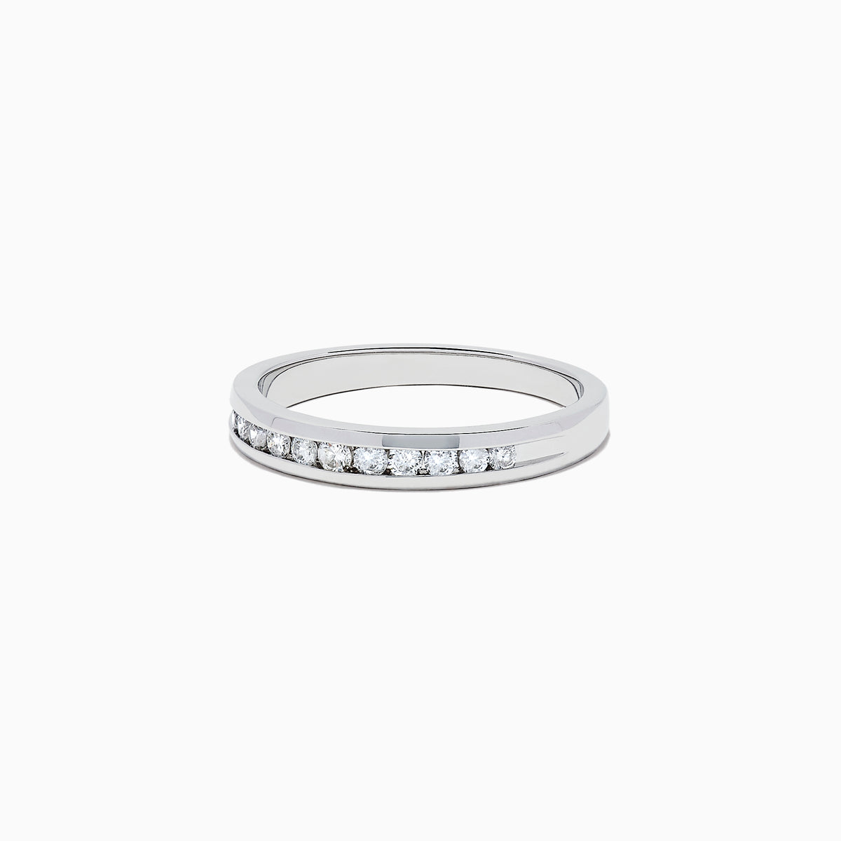 The Bridal 14K White Gold Channel Set Diamond Band, 0.24 TCW, features a row of round diamonds set along the top and is shown against a plain white background.