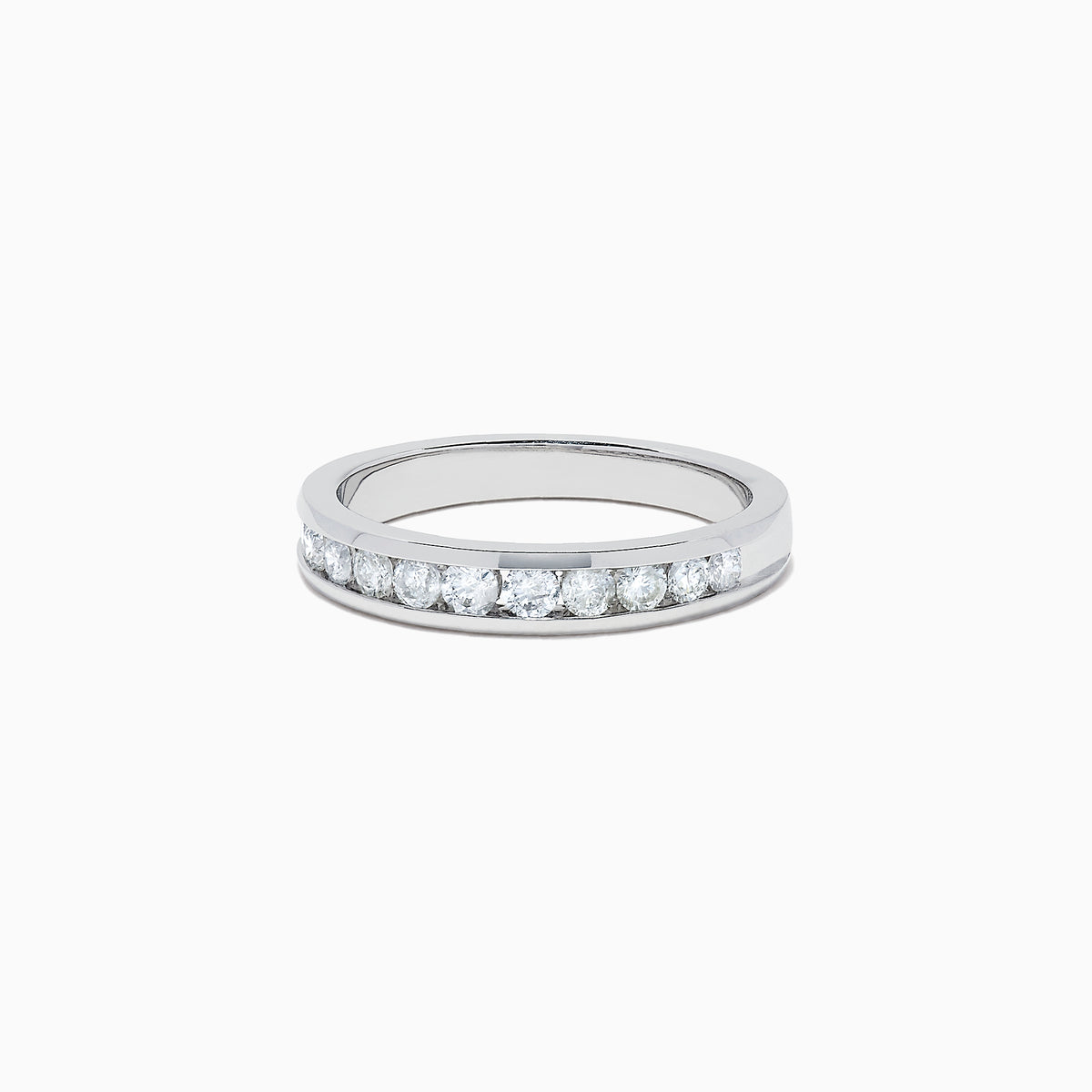 The Bridal 14K White Gold Channel Set Diamond Band, 0.49 TCW, features a row of round, clear diamonds set along the band and is displayed on a white background.