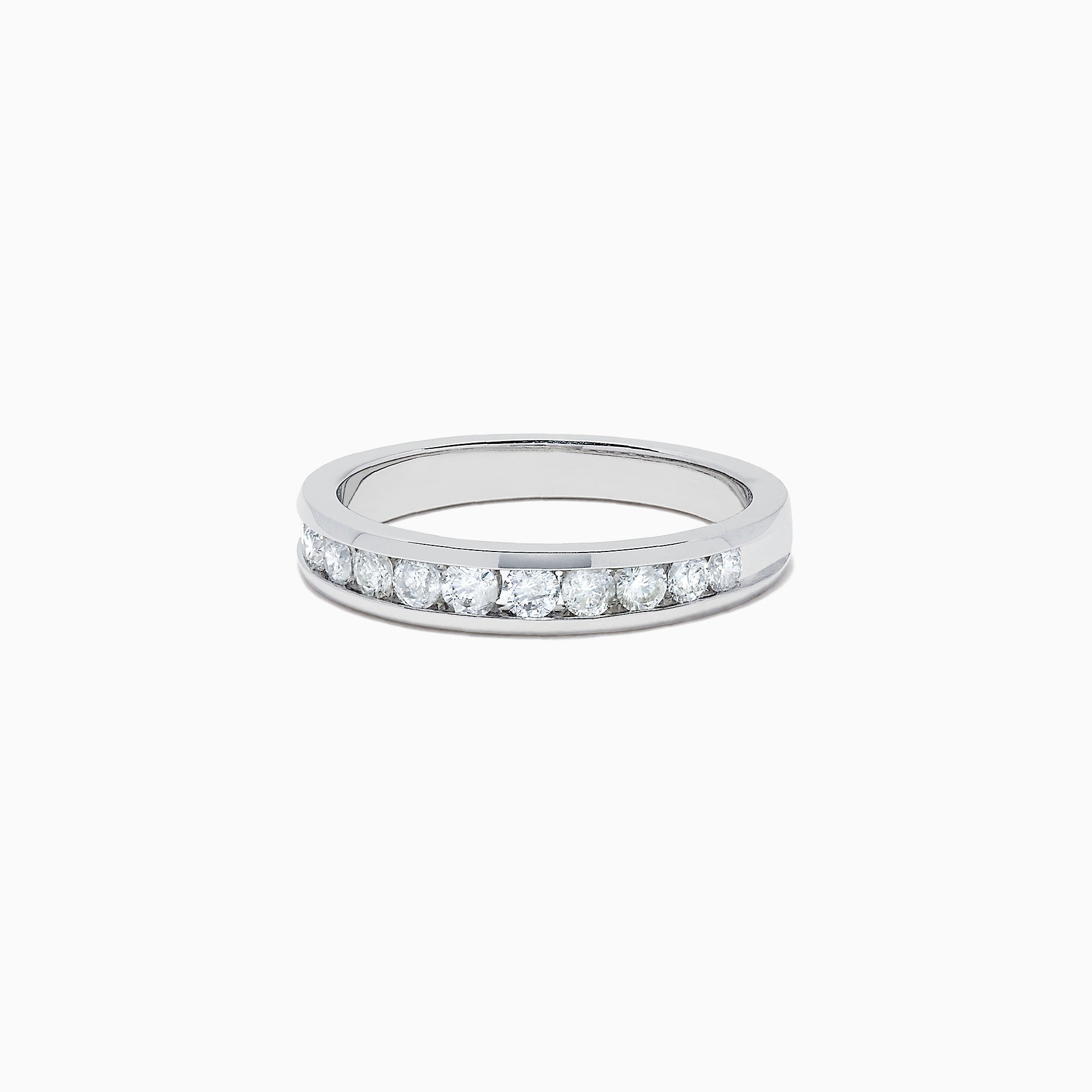 The Bridal 14K White Gold Channel Set Diamond Band, 0.49 TCW, features a row of round, clear diamonds set along the band and is displayed on a white background.