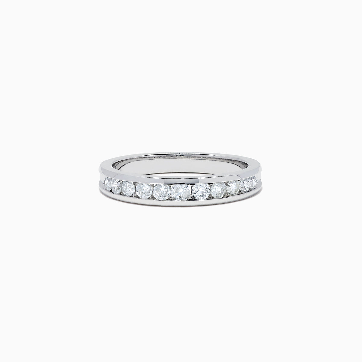 The Bridal 14K White Gold Channel Set Diamond Band, 0.49 TCW, features a row of round, clear diamonds set along the band and is displayed on a white background.