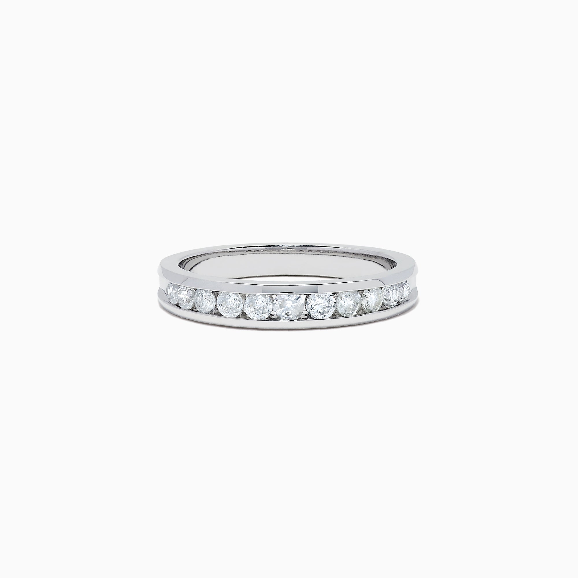 The Bridal 14K White Gold Channel Set Diamond Band, 0.49 TCW, features a row of round, clear diamonds set along the band and is displayed on a white background.