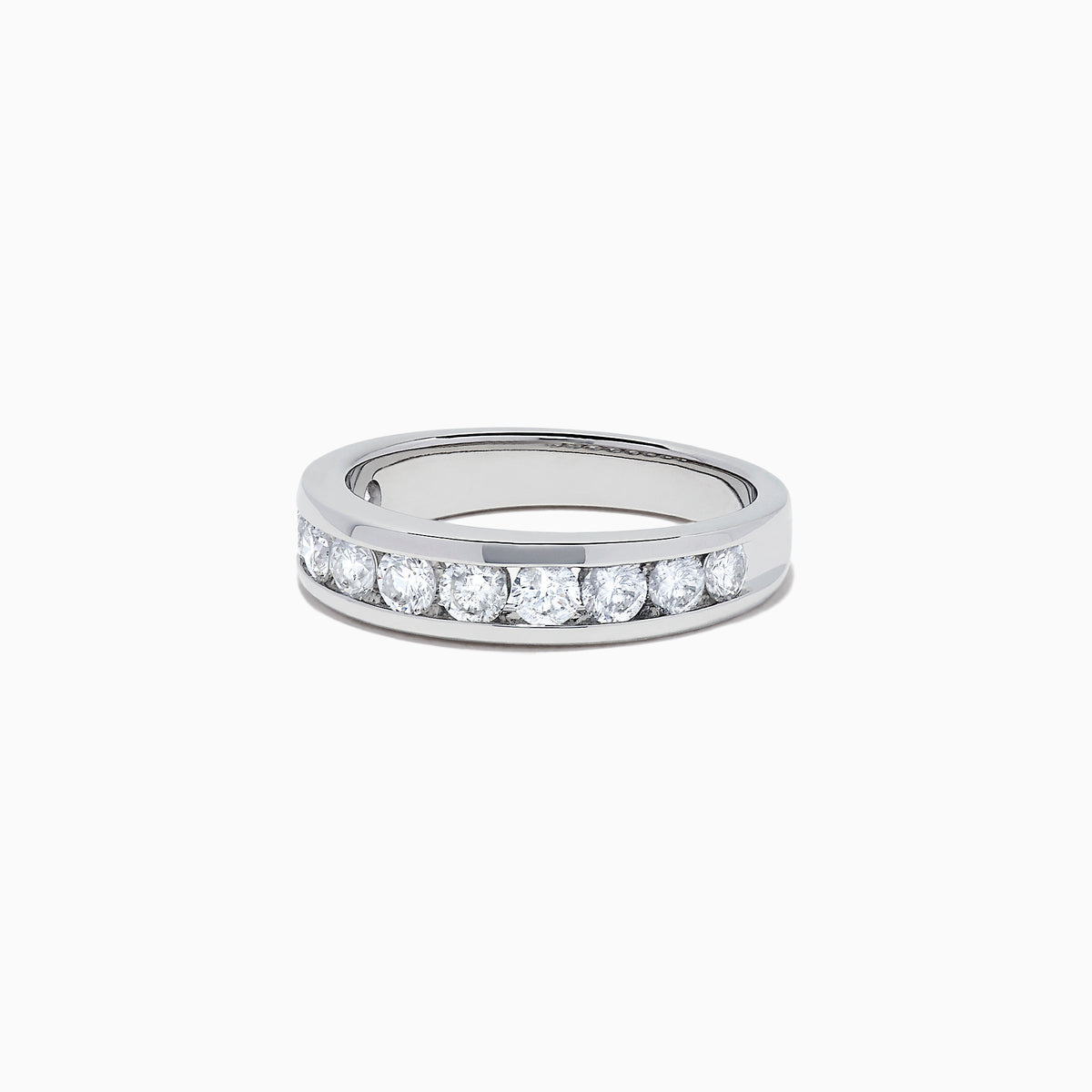 The Bridal 14K White Gold Channel Set Diamond Band, 0.98 TCW, displays brilliant diamonds in a sleek channel setting, elegantly highlighted on a plain white background.