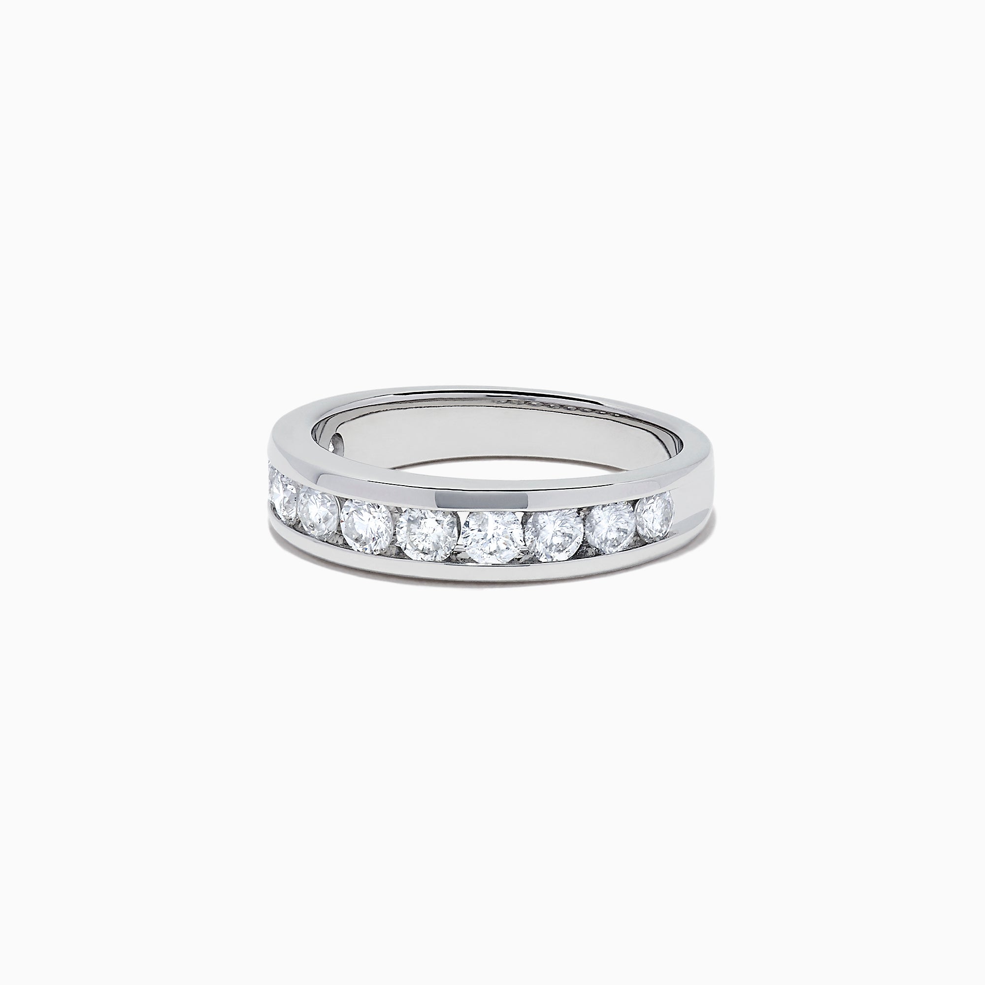 The Bridal 14K White Gold Channel Set Diamond Band, 0.98 TCW, displays brilliant diamonds in a sleek channel setting, elegantly highlighted on a plain white background.