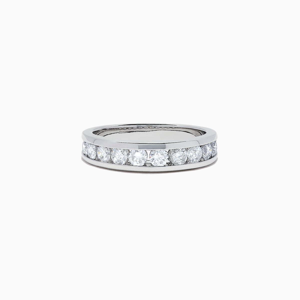 The Bridal 14K White Gold Channel Set Diamond Band, 0.98 TCW, displays brilliant diamonds in a sleek channel setting, elegantly highlighted on a plain white background.