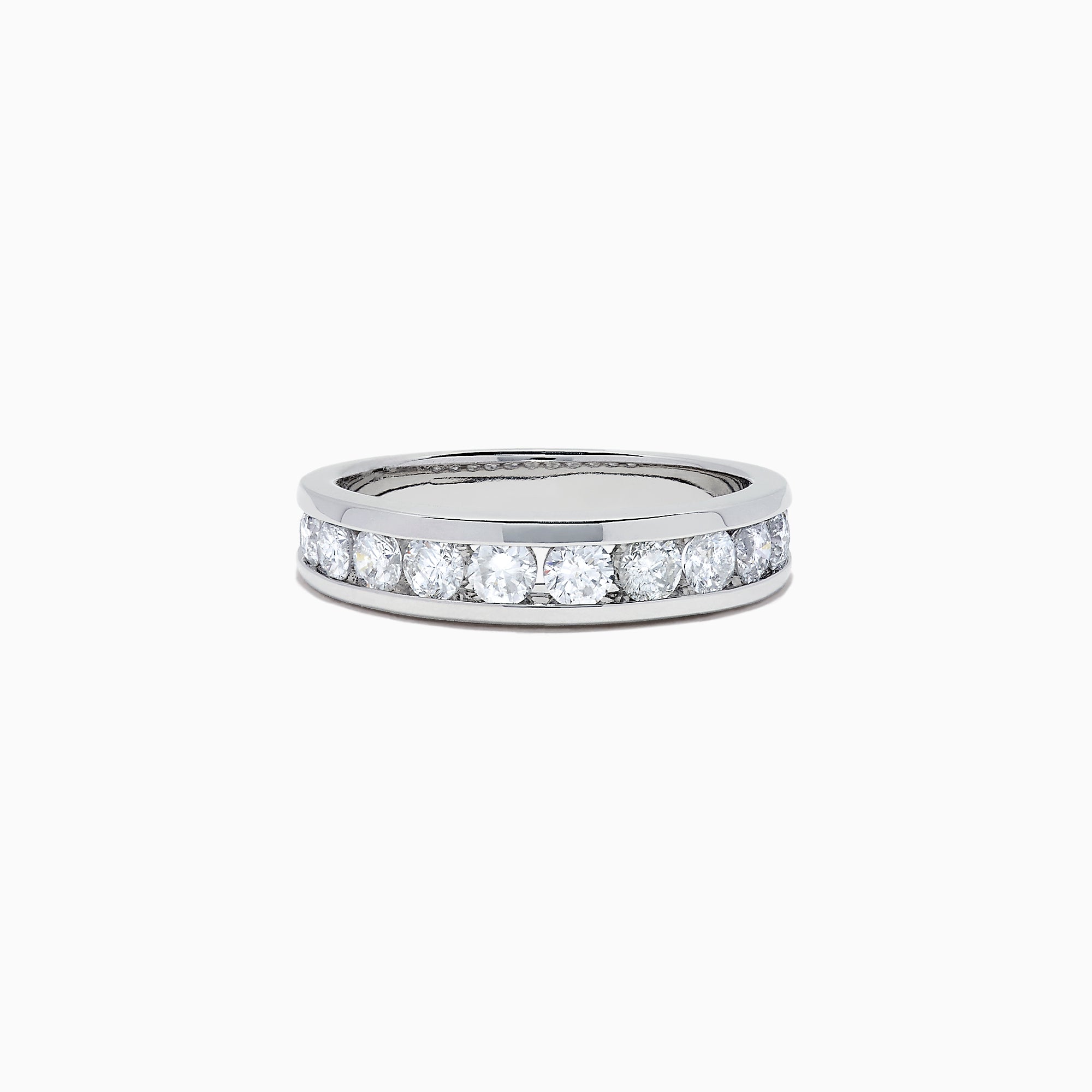 The Bridal 14K White Gold Channel Set Diamond Band, 0.98 TCW, displays brilliant diamonds in a sleek channel setting, elegantly highlighted on a plain white background.
