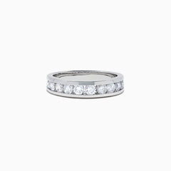 The Bridal 14K White Gold Channel Set Diamond Band, 0.98 TCW, displays brilliant diamonds in a sleek channel setting, elegantly highlighted on a plain white background.