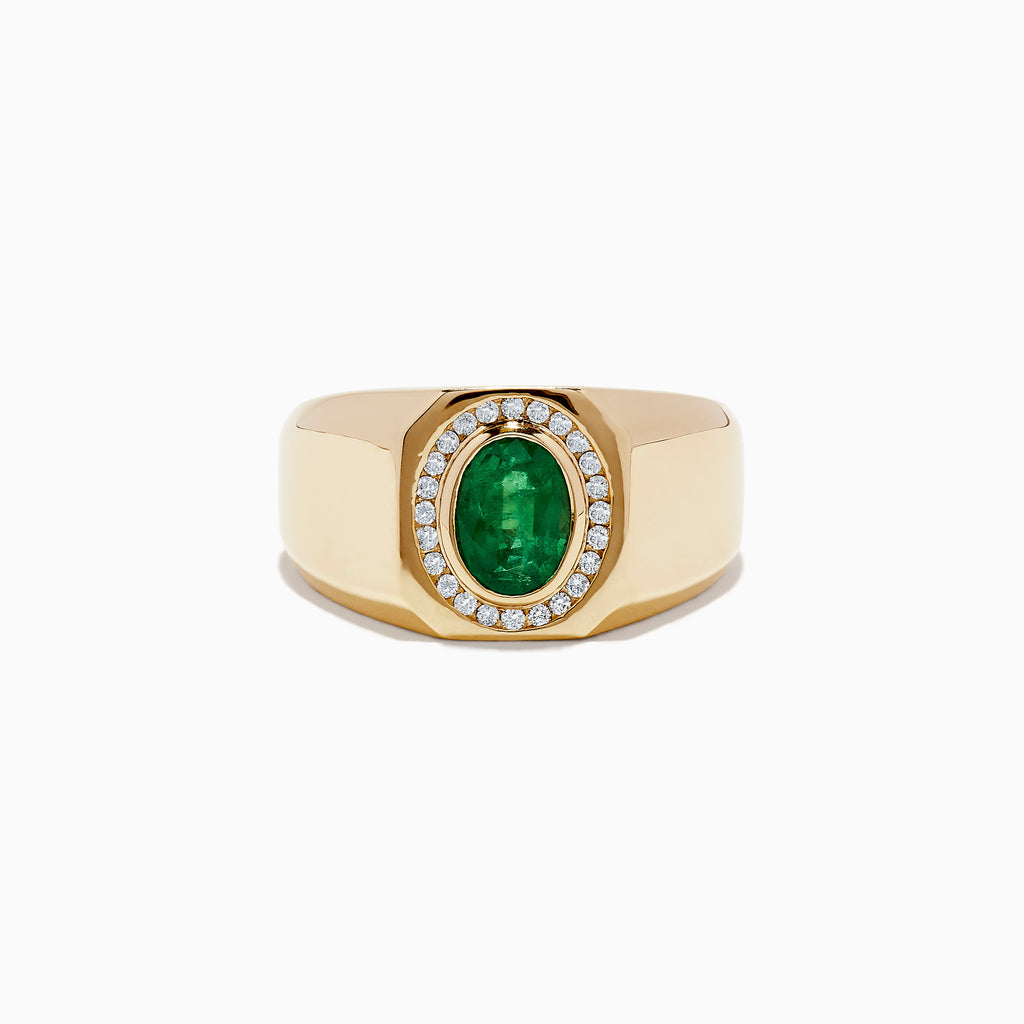 Effy Men's Brasillica 14K Yellow Gold Diamond and Emerald Ring