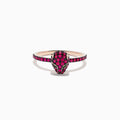 The Signature 14K Rose Gold Ruby and Tsavorite Panther Ring, 0.59 TCW, showcases a sculpted panther head set with ruby and tsavorite gemstones on a matching rose gold band.