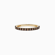 The 14K Yellow Gold Espresso Diamond Band, 0.34 TCW, showcases a row of small round brown diamonds set along the band, presented on a plain white background.