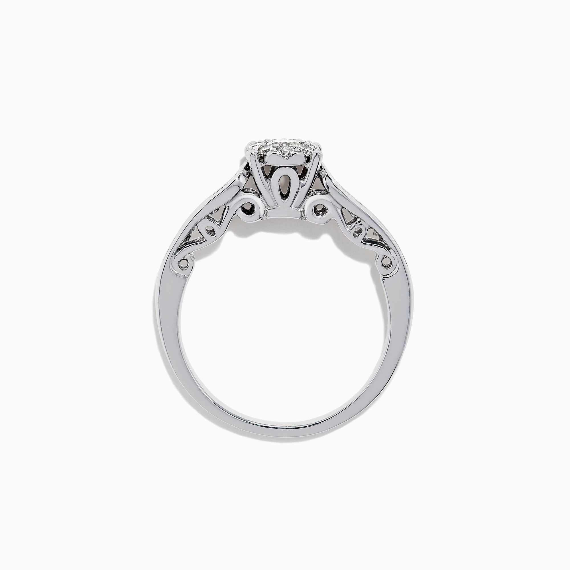 Effy Bridal 14K White Gold Diamond Cluster Ring and Band Set, 0.72 TCW