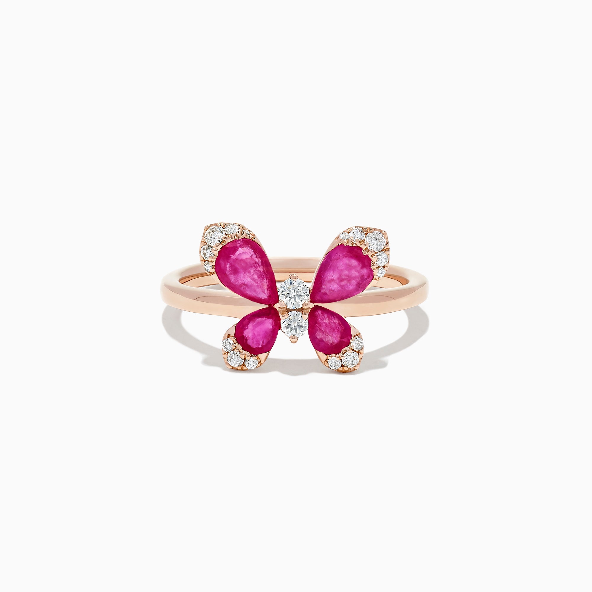 Effy Nature 14K Rose Gold Ruby and Diamond Butterfly Ring, 1.24 TCW