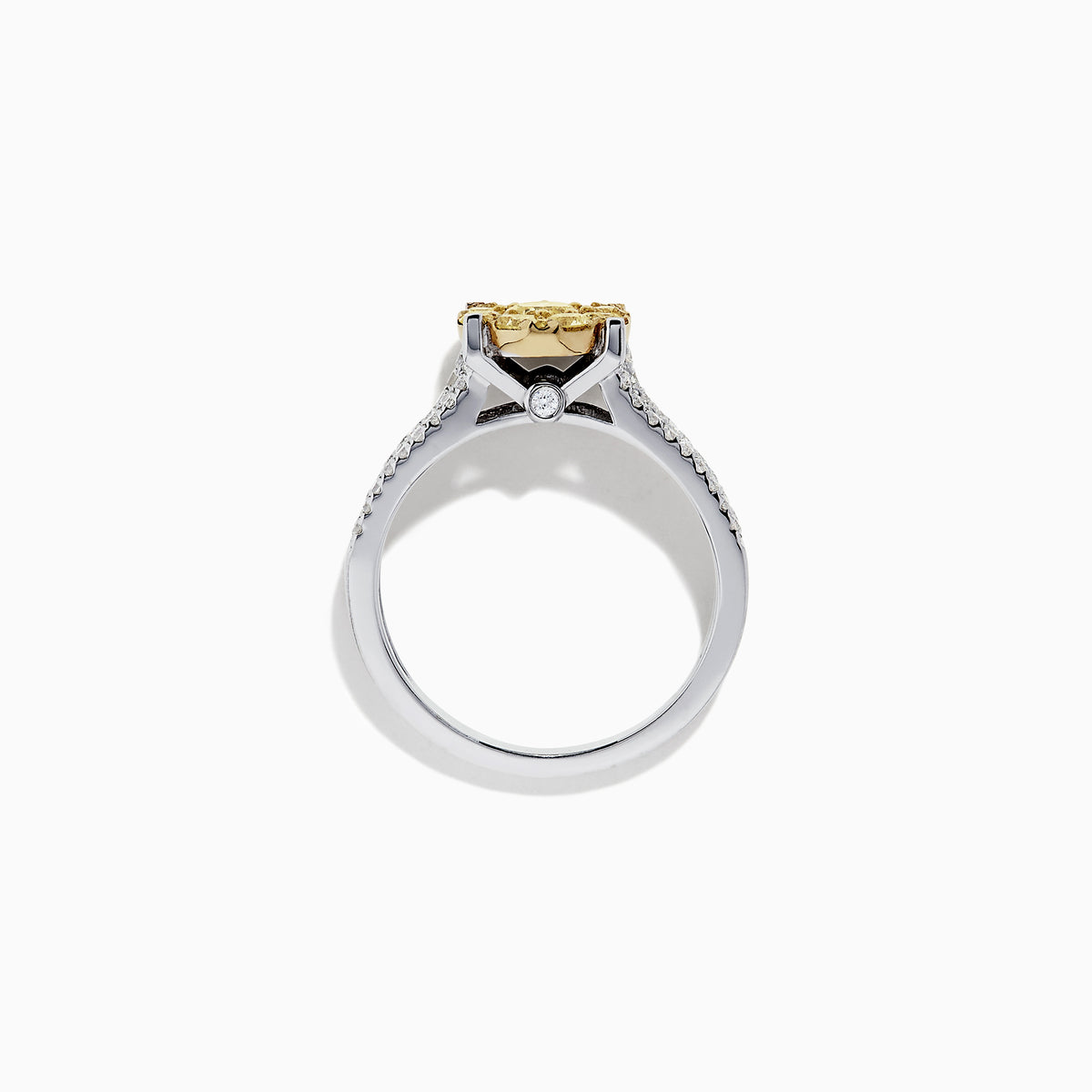 The Canare 14K 2-Tone Gold Yellow Diamond Bouquet Ring, 1.00 TCW, features a central cluster of yellow diamonds and sparkling accents on a triple-row split band for dazzling brilliance.