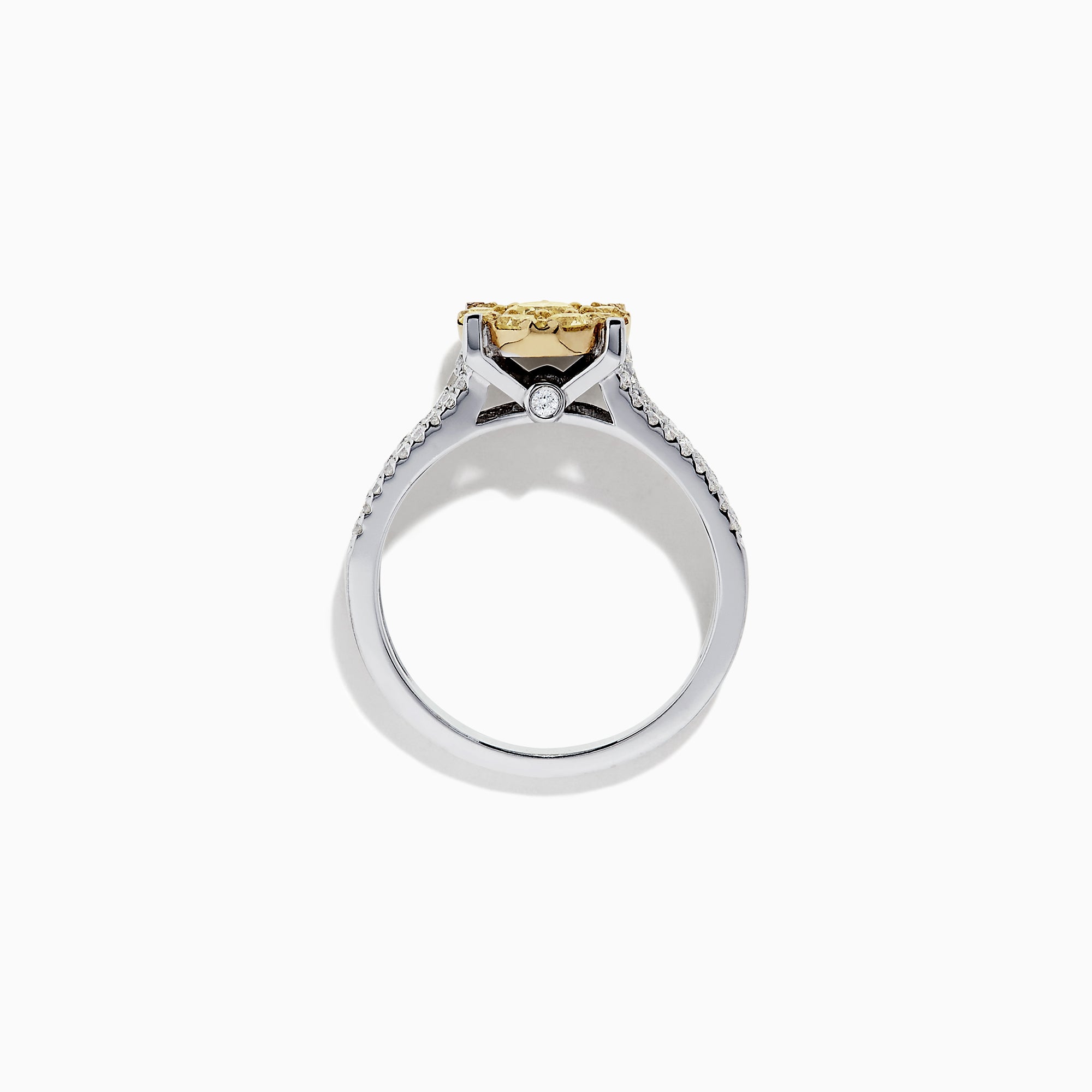 The Canare 14K 2-Tone Gold Yellow Diamond Bouquet Ring, 1.00 TCW, features a central cluster of yellow diamonds and sparkling accents on a triple-row split band for dazzling brilliance.