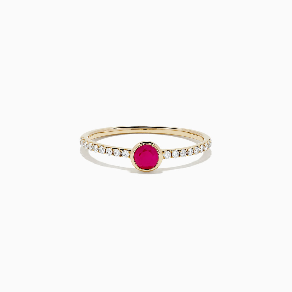 Effy Ruby Royale 14K Yellow Gold Ruby and Diamond Ring, 0.45 TCW