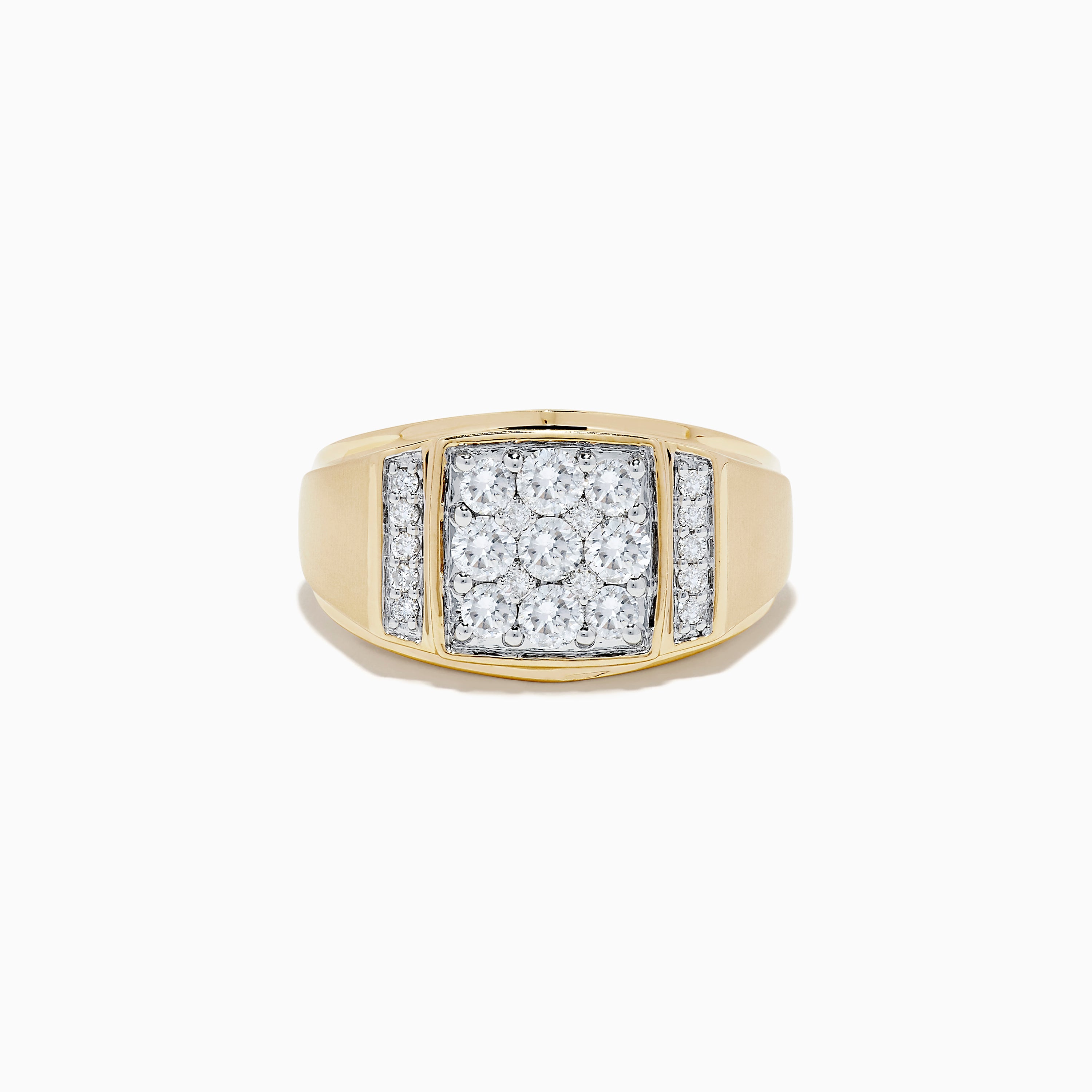 14k White and Yellow Gold Striped Mens Diamond Cluster Ring – ASSAY