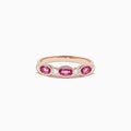 A 14K rose gold ring featuring pink sapphires and diamonds, 0.88 total carat weight.