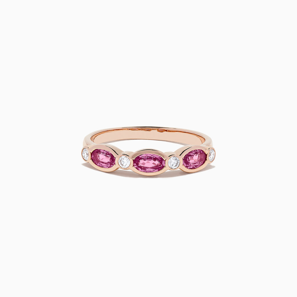 Effy 14K Rose Gold Pink Sapphire and Diamond Ring, 0.88 TCW