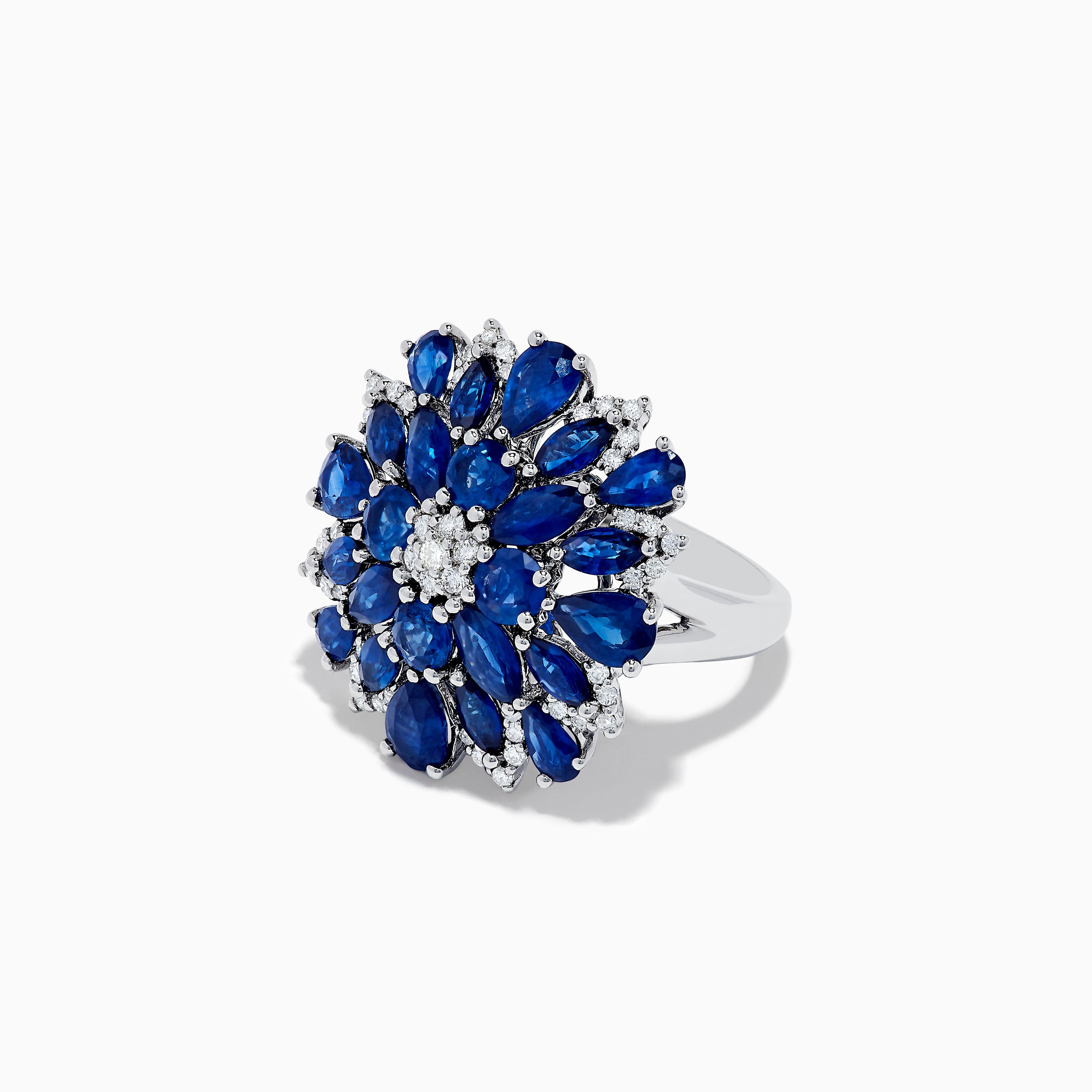 14Kt yellow gold, diamond and blue sapphire flower ring – Zachary's Fine  Jewelry
