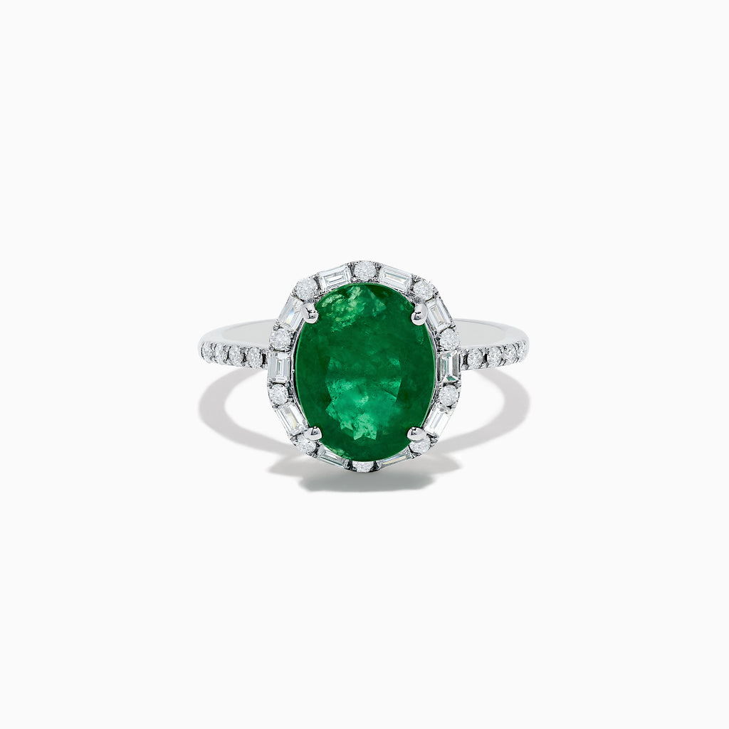 Effy Brasillica 14K White Gold Diamond and Emerald Ring