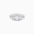 The Classique 14K White Gold Diamond Ring showcases 0.72 TCW of rectangular and round diamonds set along the band and top, displayed against a plain white background.