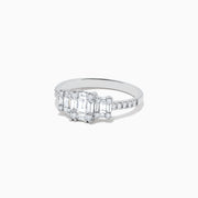 The Classique 14K White Gold Diamond Ring showcases 0.72 TCW of rectangular and round diamonds set along the band and top, displayed against a plain white background.