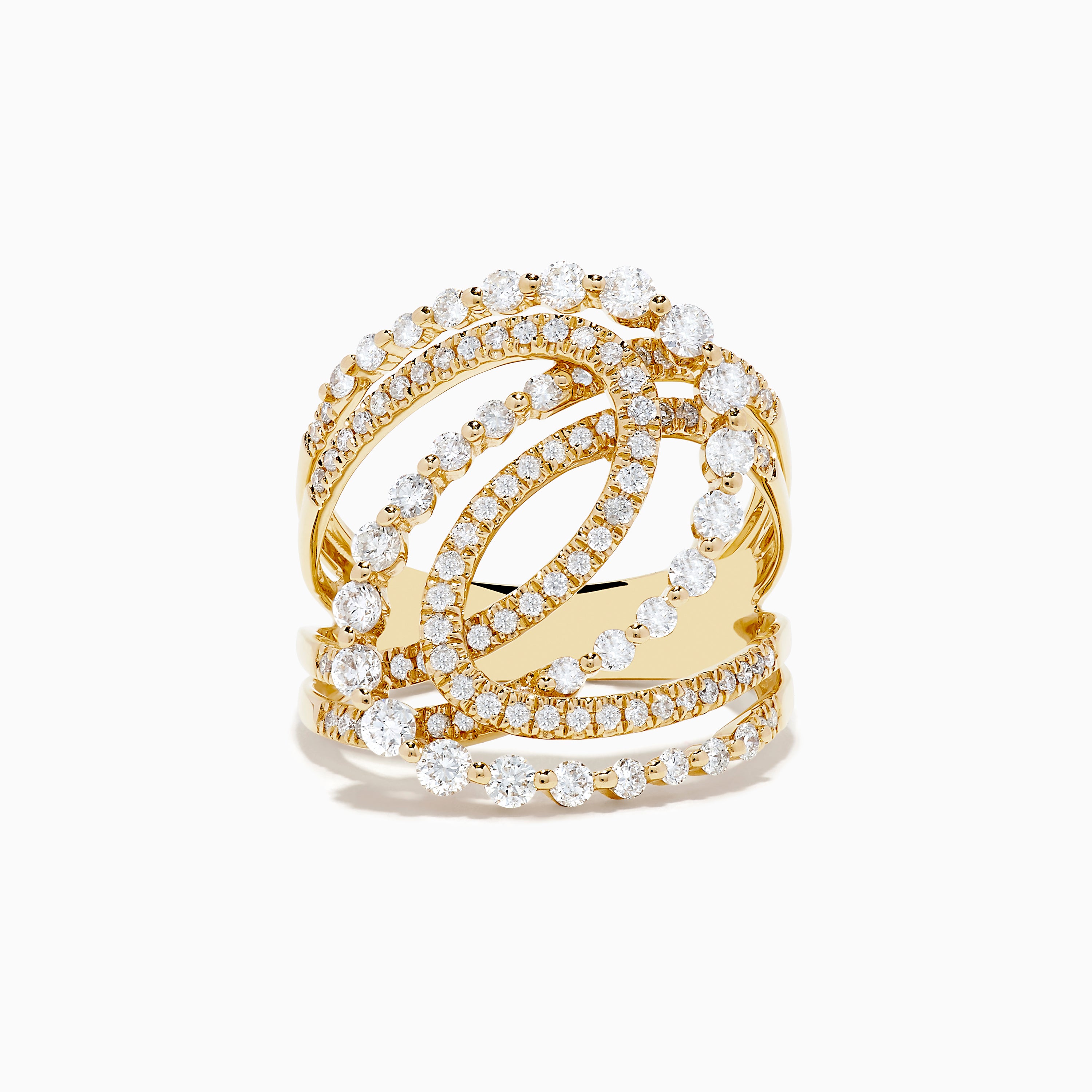 Effy D'oro 14K Yellow Gold Diamond Crossover Ring