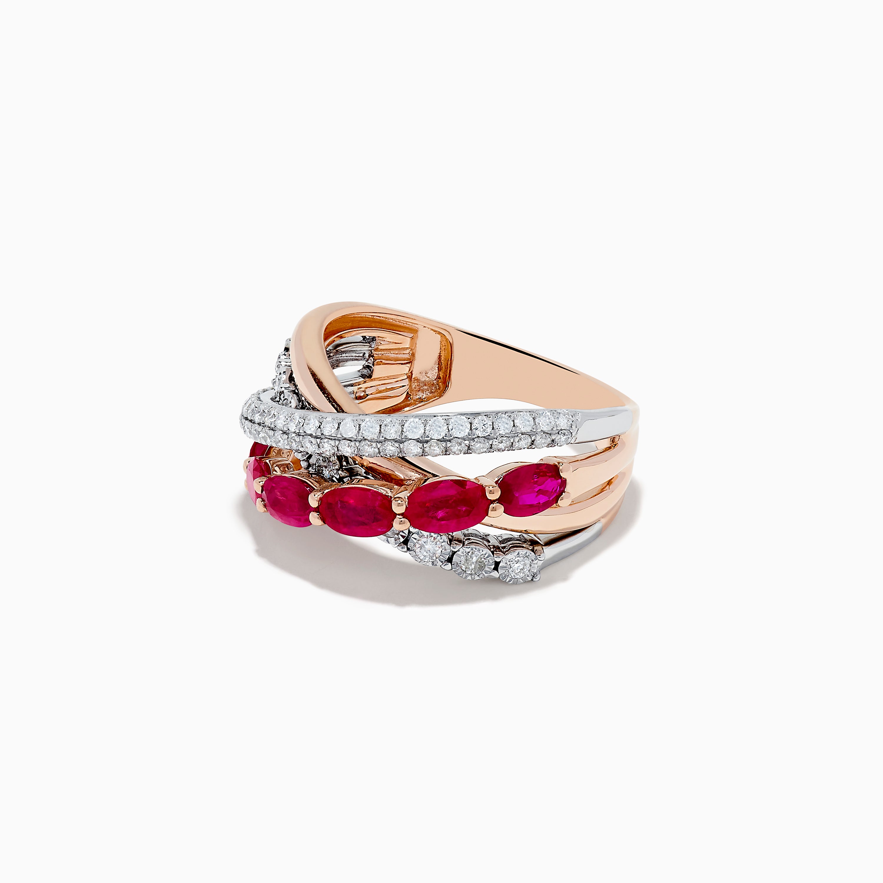 Ruby Royale 14K Two-Tone Gold Ruby and Diamond Crossover Ring ...