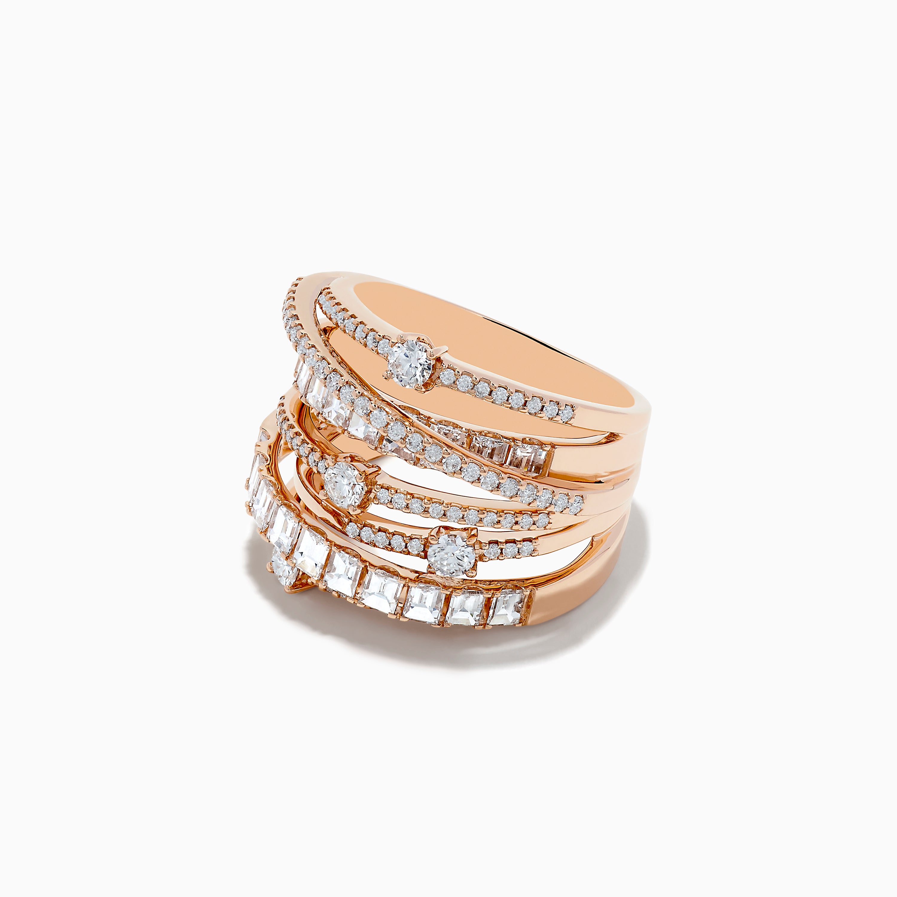 Effy Pave Rose 14K Rose Gold Diamond Crossover Ring