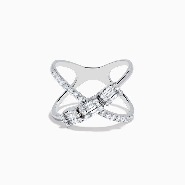 AFFY Criss Cross X Ring - Round White Cubic Zirconia In 14k Gold Over Sterling Silver, Engravable & Custom Sizable