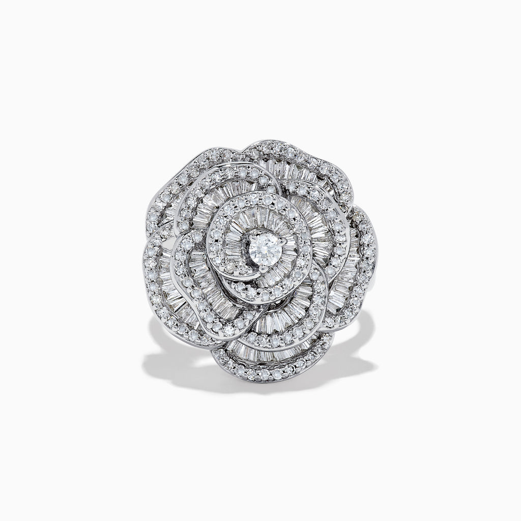 Effy 14K White Gold Diamond Flower Ring